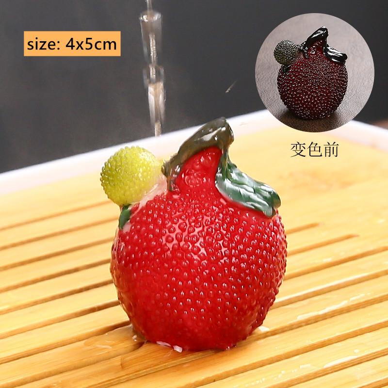 1pc Creative Tea Pet Ornaments Resin Color Changing Desk Decoration Fruit Model Sculpture Home Accessories Tea Table Crafts