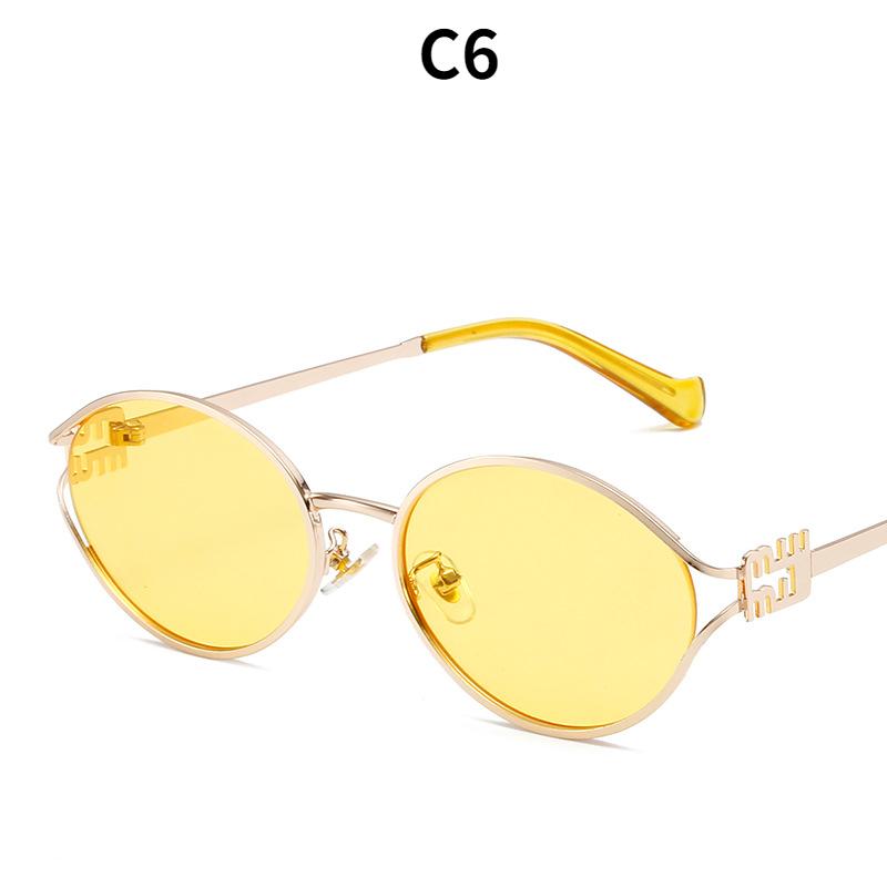 Women's sunglasses, men's and women's fashion round-frame metal sunglasses