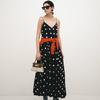 French Retro Polka Dot Dress Women's Summer Sexy Backless Sleeveless Spice Girl Umbrella Pendulum Long Vacation Neck Suspender Skirt