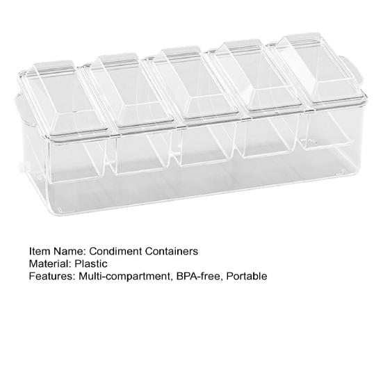 Taco Bar Serving Set for Party Ice Chilled Condiment Caddy Organizer for 5 Removable Compartments Garnish Serving Tray Platter for Picnic Camping