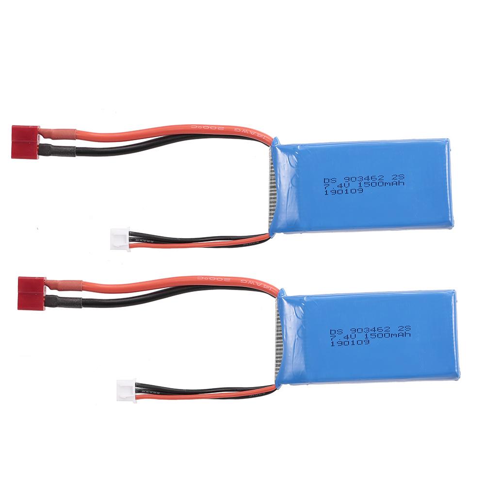 RC Li-Po Battery 7.4V 1500mAh 25C 2S Rechargeable with T Plug for RC Drone Car Boat Helicopter