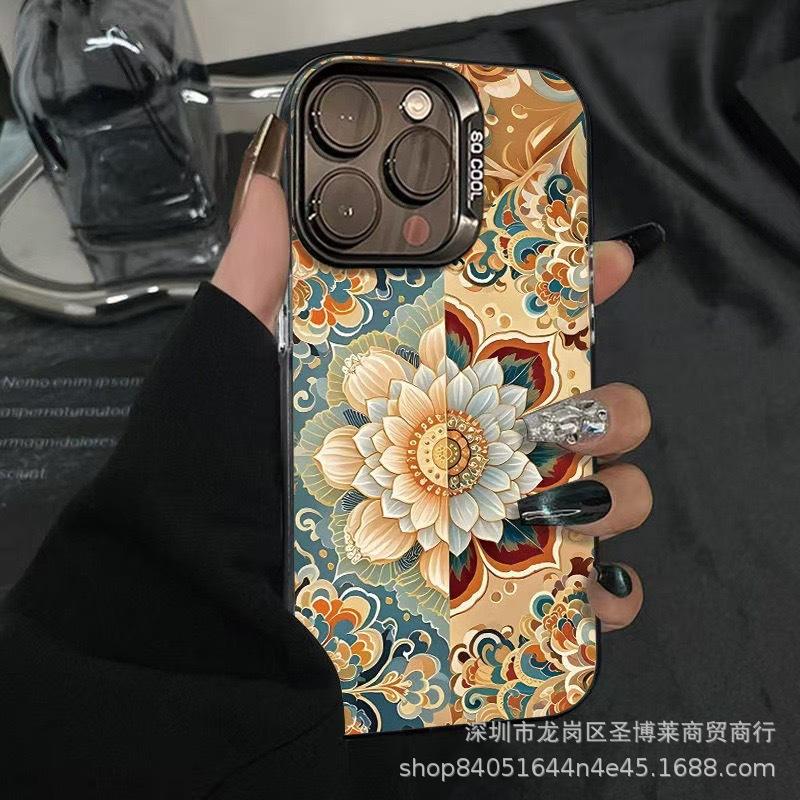 The New Lotus Is Suitable for Apple 15 Colored Silver iPhone14Pro Creative 11promax Matte 16 Protective Case 17.