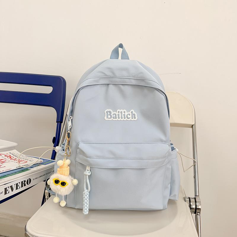 New Fashion Solid Color Simple Backpack Junior High School Student Schoolbag Women's Computer Bag Travel Senior Feeling Backpack