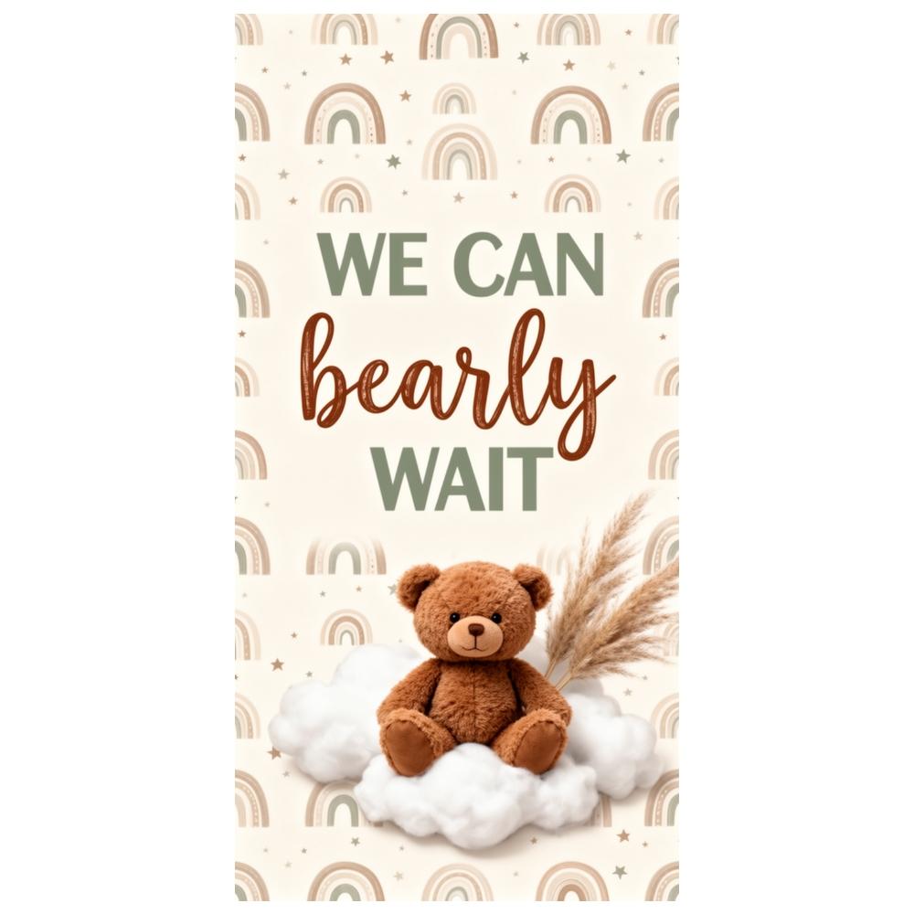Gender Reveal Banner Neutral Color Scheme Boho Display Bearly Wait Banner Plush Bear Boho Party Display For Boho