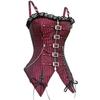 Sexy Women Gothic Corset Bustier Striped Zip Buckled Steampunk Overbust Corselet Vest Punk Rock Style Clothes