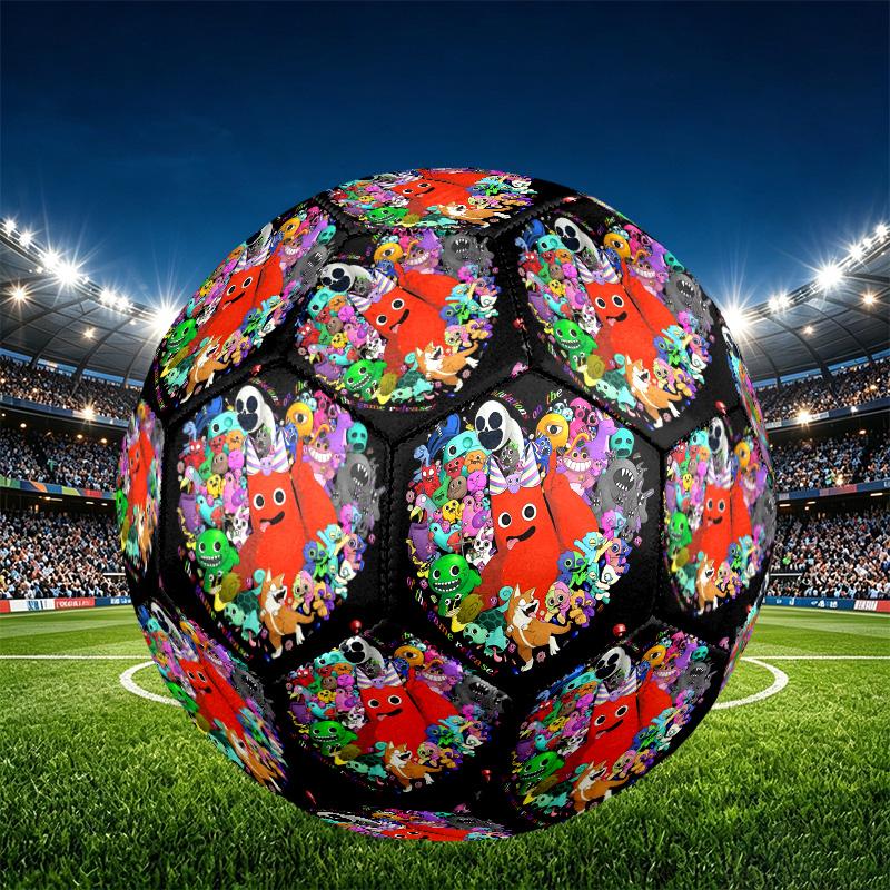 Game Rainbow Friends Print Size 5 Soccer Ball, PU Wear Resistant Football for Match Training and Daily Practice, Birthday Gift for Soccer Fans