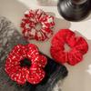 Festive Chinese Red Woolen Hair Tie - New Year and Christmas Accessories for Women