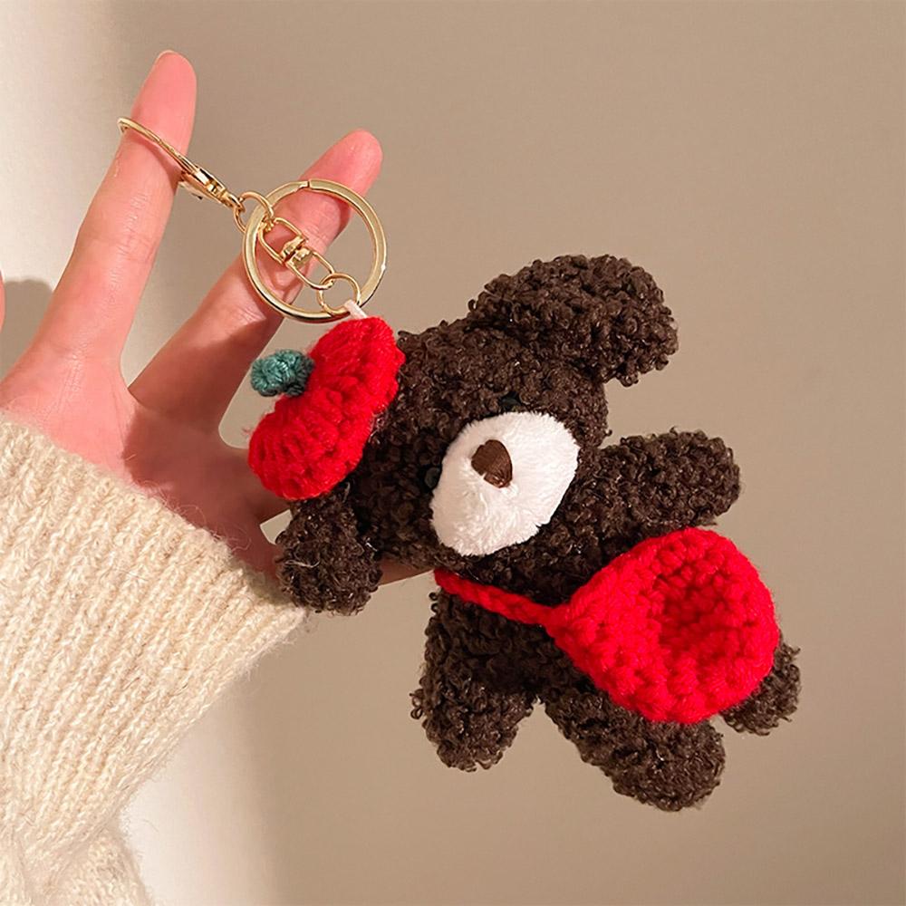 Cartoon kleiner Bär Anhänger Schlüsselanhänger Niedliche Plüschpuppe Rucksack Aufhänger Tasche Anhänger Auto Schlüsselanhänger Schmuck Zubehör Geschenk C85 black