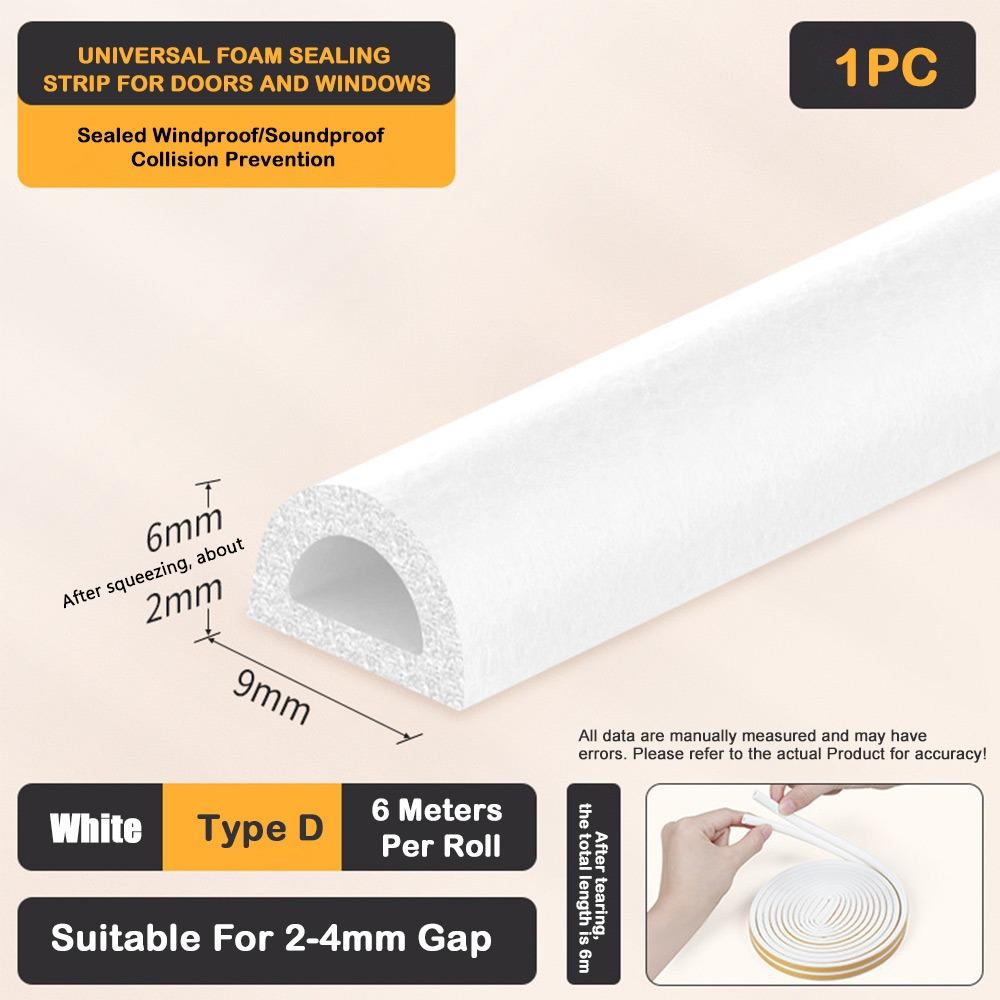 Self Adhesive Weather Stripping Door Seal Strip EPDM Windproof Door Seal Strip Anti Collision 6Meters Weatherstrip for Window