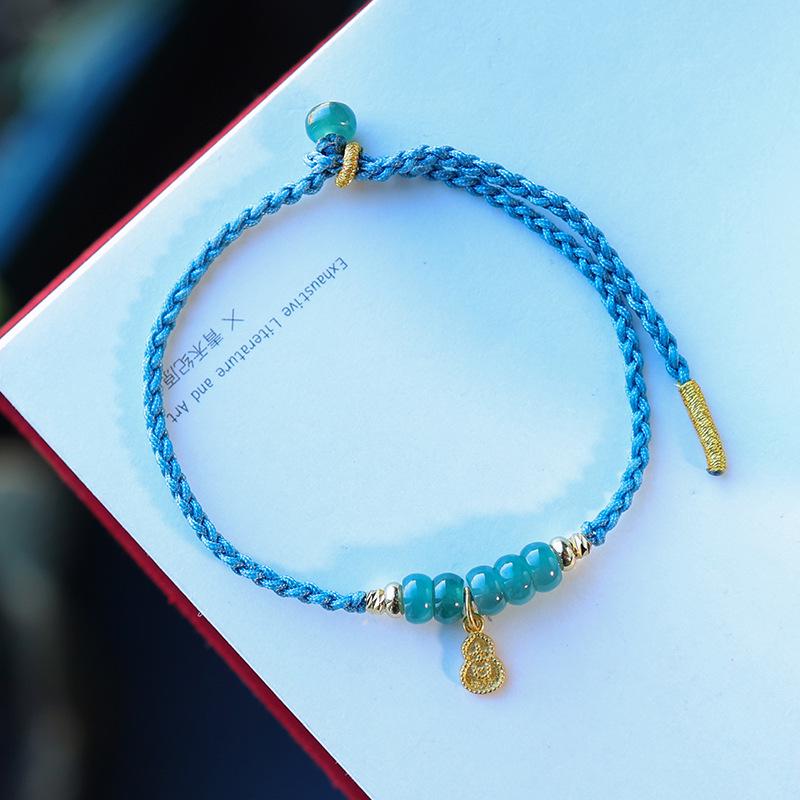 Natural Blue Jade Abacus Bead Bracelet in Retro Chinese Style