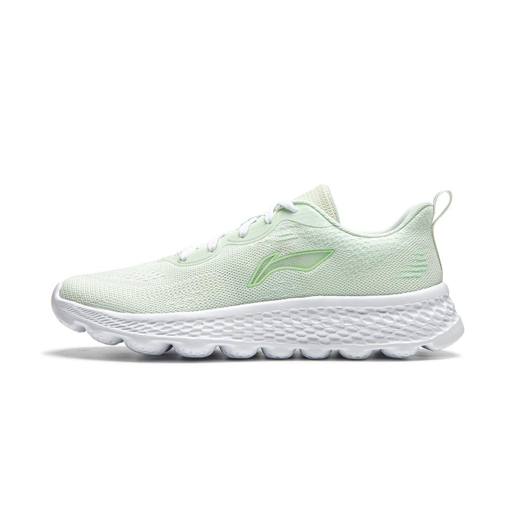 Li Ning Cloud Motion Soft Rebound Shock Absorption Durable Breathable Low Top Running Shoes Women Sneaker White Green ARSU024-3
