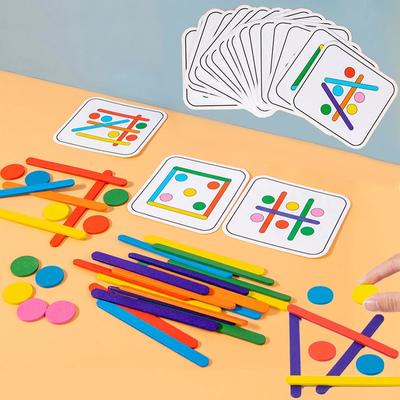 Rompecabezas de madera Montessori para niños, juego de rompecabezas 3D, palo Tangram, anillo geométrico con forma a juego, juguetes educativos tempranos para niños pequeños