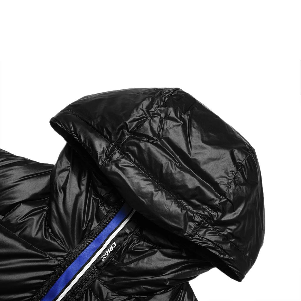 Li Ning Table Tennis Series Solid Color Mid-Length Hooded Down Jacket Unisex Outerwear Black AYMT021-1