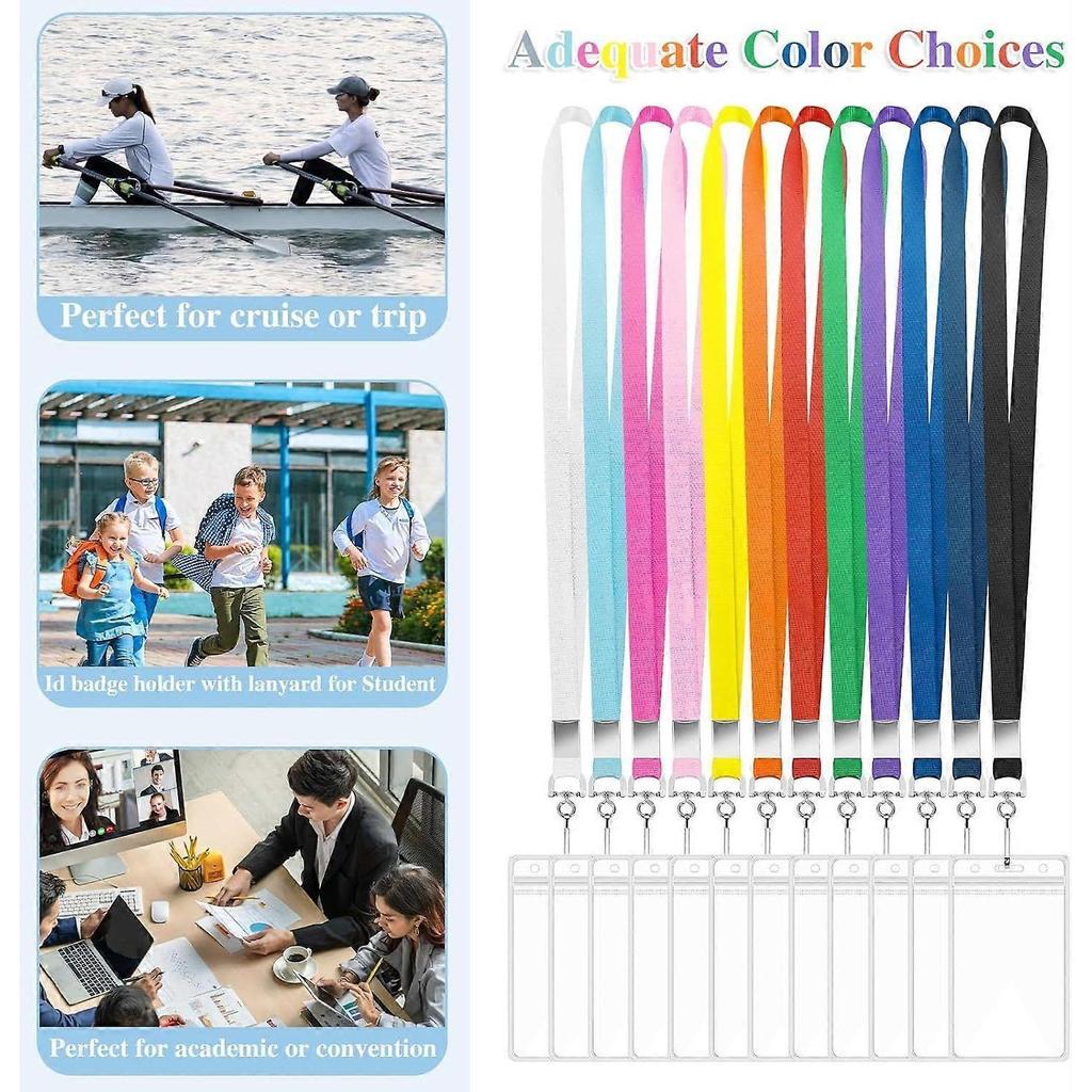 24 Pack Lanyards for ID Badges Cruise Lanyard for Ship Cards with Waterproof ID