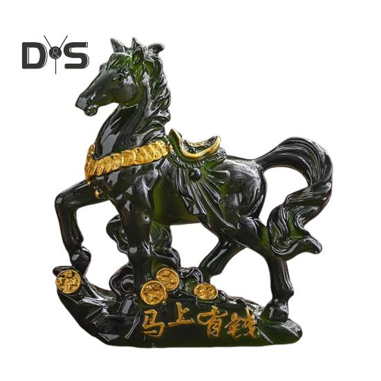 

Скульптура для чайного питомца из смолы, меняющая цвет, украшение в виде лошади, высокая температура, денежный символ, основа для домашнего декора для чайной церемонии, демонстрация богатства зелёный