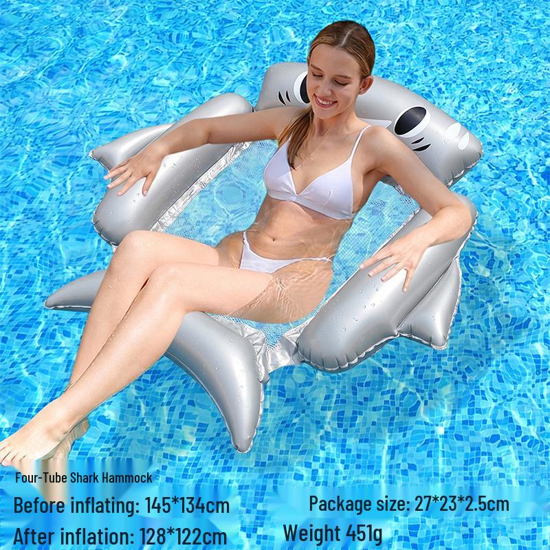 Tumbona Flotante Inflable Plegable Transfronteriza con Respaldo y Malla