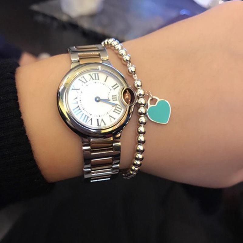 Fashion Stretchable Couples Bracelet Love Heart Charm Beaded Delicate Bracelet Women Jewelry Heart Link Chain Bracelet