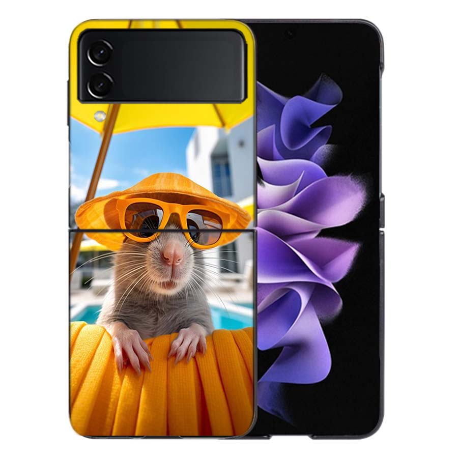 

Милый Чехол-Кольцо для Хомяка для Samsung Z Flip7 6 Galaxy Чехол Ударопрочный Z Flip5 Z Flip3 4 5G Жесткая Крышка Телефон TPU PC Жесткий Funda Galaxy Z Flip 7 5G