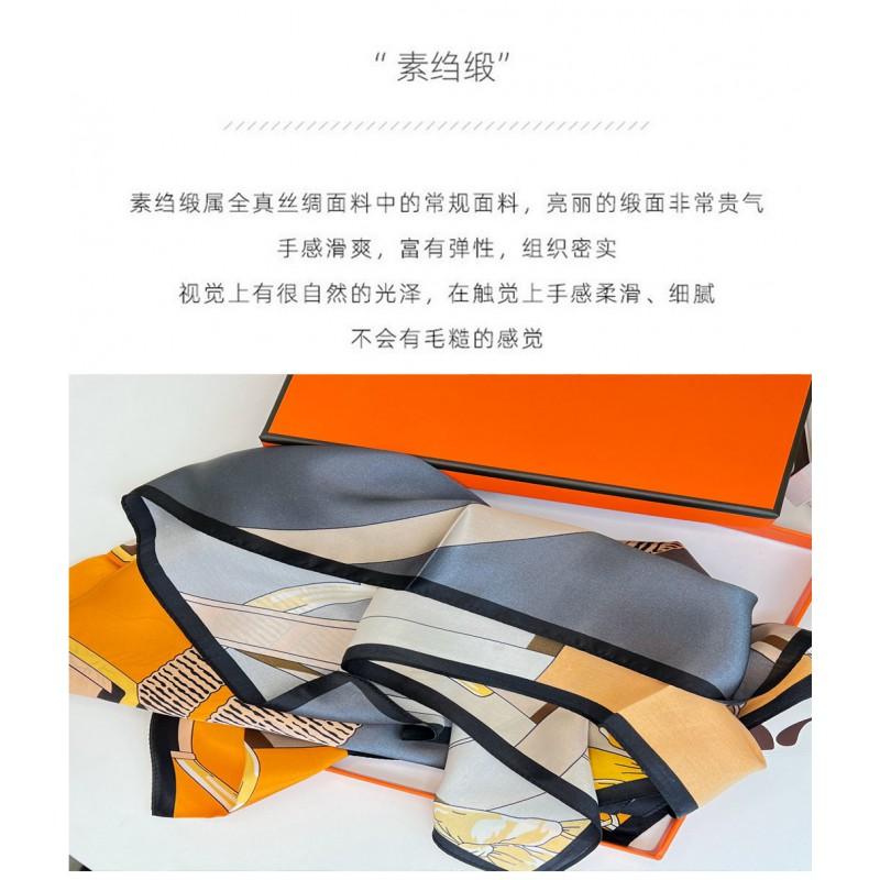 Unisex Silk Scarf 90cm Square Sun Protection Fashion Office Style