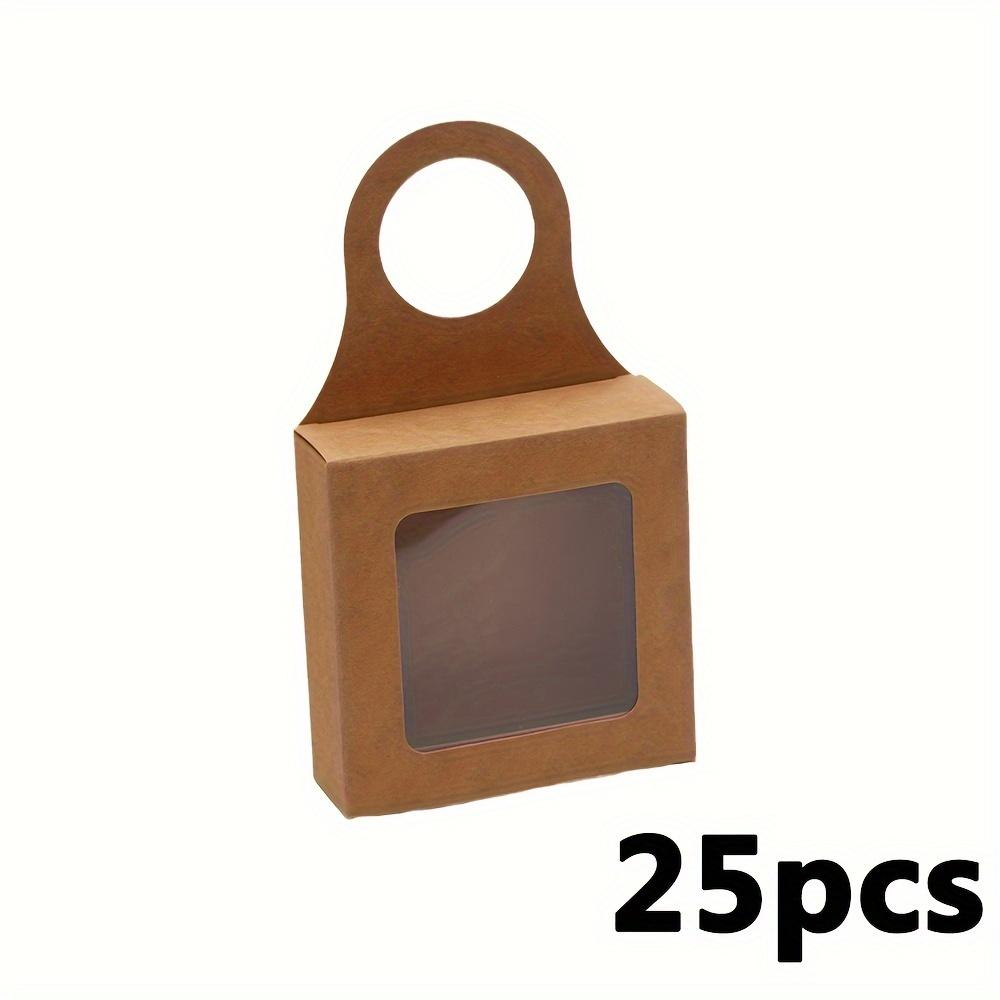 

25 шт. подарочных коробок для бутылок вина из белой крафт-бумаги с прозрачным окном, складная подвесная конструкция для демонстрации и упаковки ювелирных изделий, мыла, сувениров 25pcs хаки