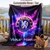 Flannel Blanket Chelsea FC Print Custom Name Text Soft Throw for Sofa Bed