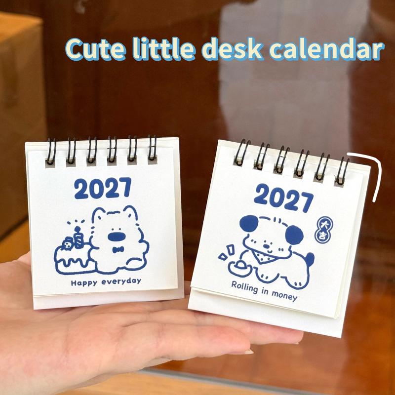 2027 Mini Desk Calendar With Cute Cartoon Prints Portable For Office Home Student Daily Time Management