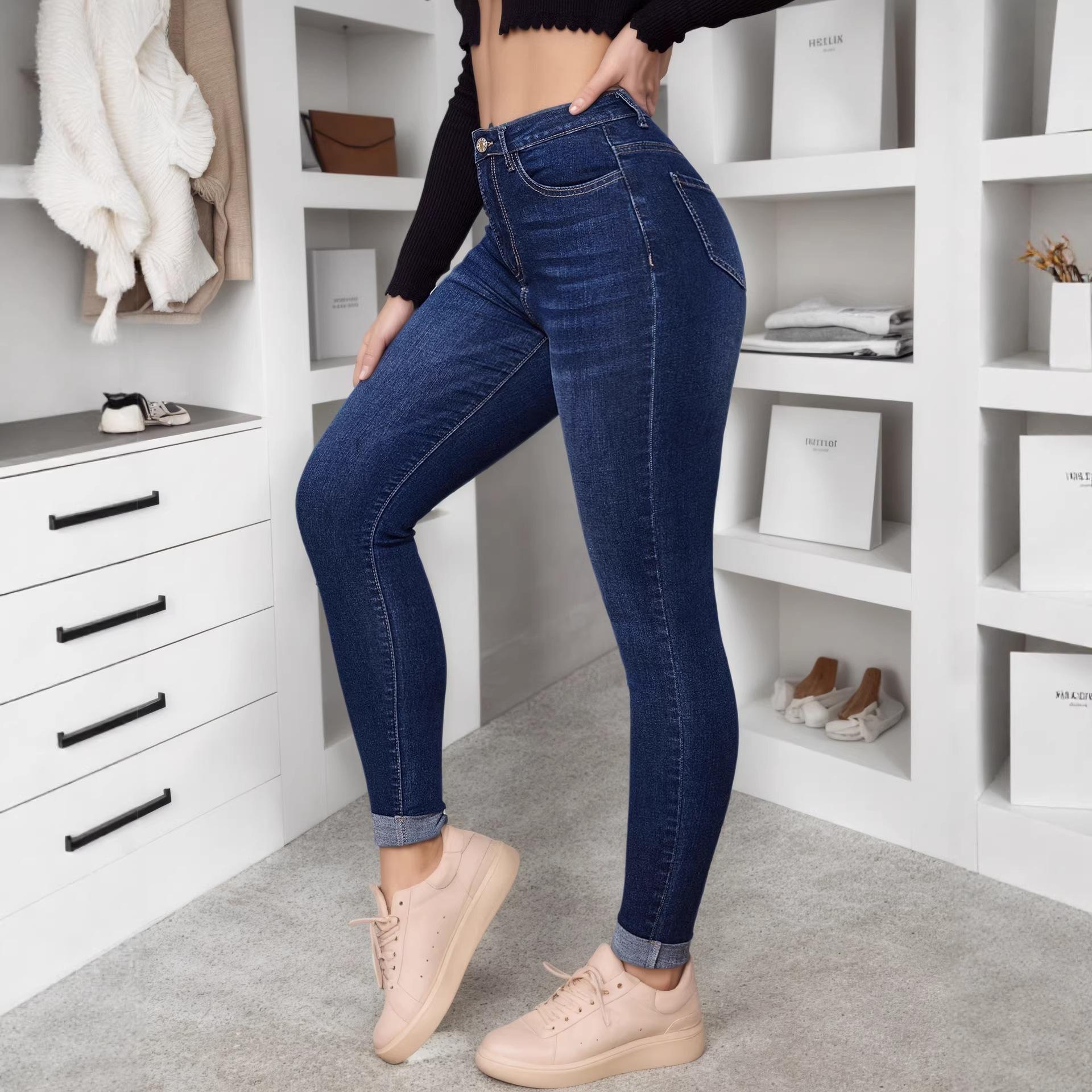 Women’s Skinny Jeans: High-Waisted, Stretch, Skinny-Fit Street Style Trousers XS темно-синий