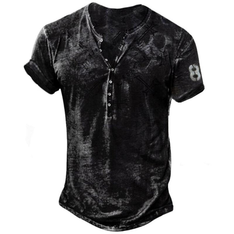 Vintage Taste V-ausschnitt männer T Shirt Drucken Kurzarm Gothic Punk T Shirt Für Männer Übergroße Tops T Shirt Männer streetwear