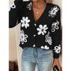 Flower Pattern Button Cardigan Coat Knit Sweater Women Autumn Winter Plush Warm Outerwear Korean Female Fashion Button Jacket