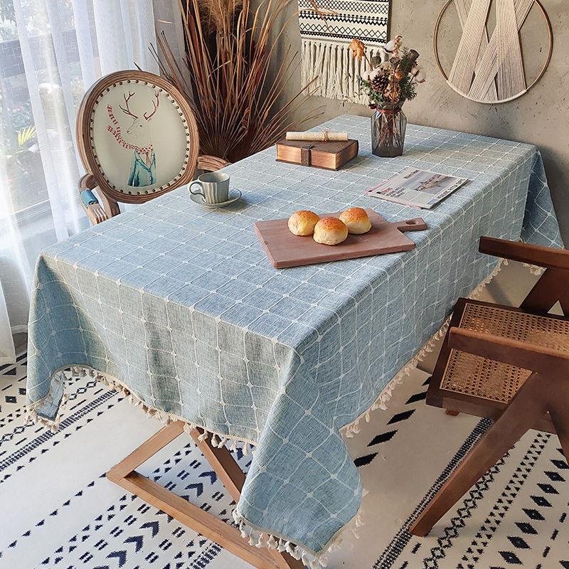 Plaid Cotton And Linen Tablecloth, Rectangular Table Fabric, Coffee Table Mat, Dustproof Cover