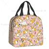 Coffee Welsh Corgi Dog Resuable Lunch Boxes Women Waterproof Cooler Thermal Food Insulated Lunch Bag Kids School Children