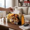 2D Flat 1pc Tissue Box, Lion Couple Pattern Napkin Dispenser, Reusable Daily Desktop Tissue Storage Box, Suitable for Kitchen, Living Room, Bedroom, B