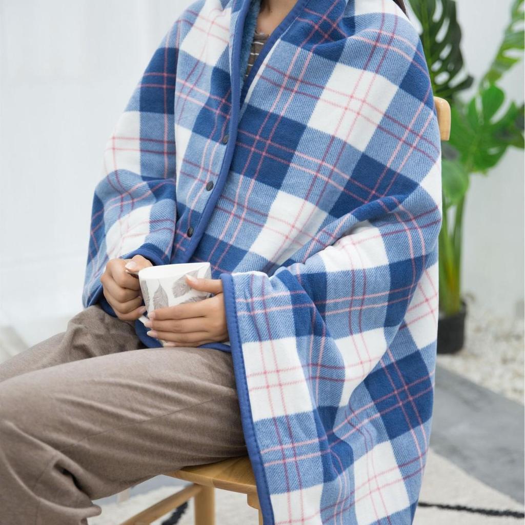 Thickened Plaid Flannel Blanket Shawl for Office