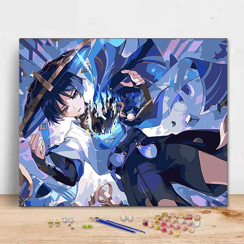 "Digital DIY Oil Painting: Two-Dimensional Anime Water God Fu Nina Decorative Artwork"
