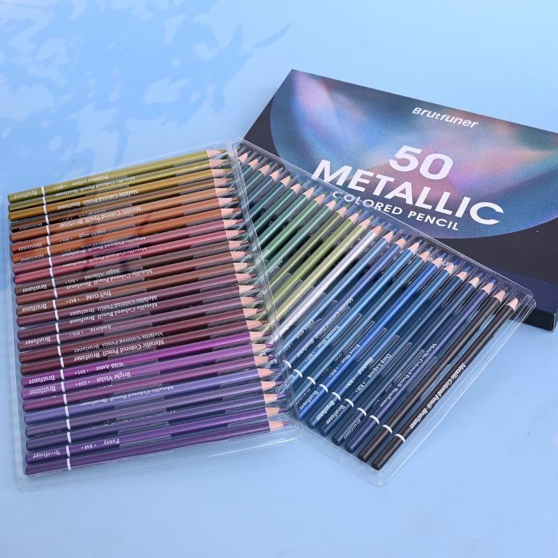 Nuovo Set di 50 Matite Colorate Book Fan 50 Metalliche e Grigio Morandi