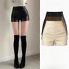 Women's Fall Winter High Waisted Bodycon Petite Slimming PU Leather Outer Wear Straight Leg Pants Skirt Pants Mini Shorts