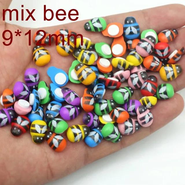 New MINI Wood Bee Ladybug Colorful with Glue Home Refrigerator Wall Decoration DIY Handmade Child Gift Party Accessories 50/100p