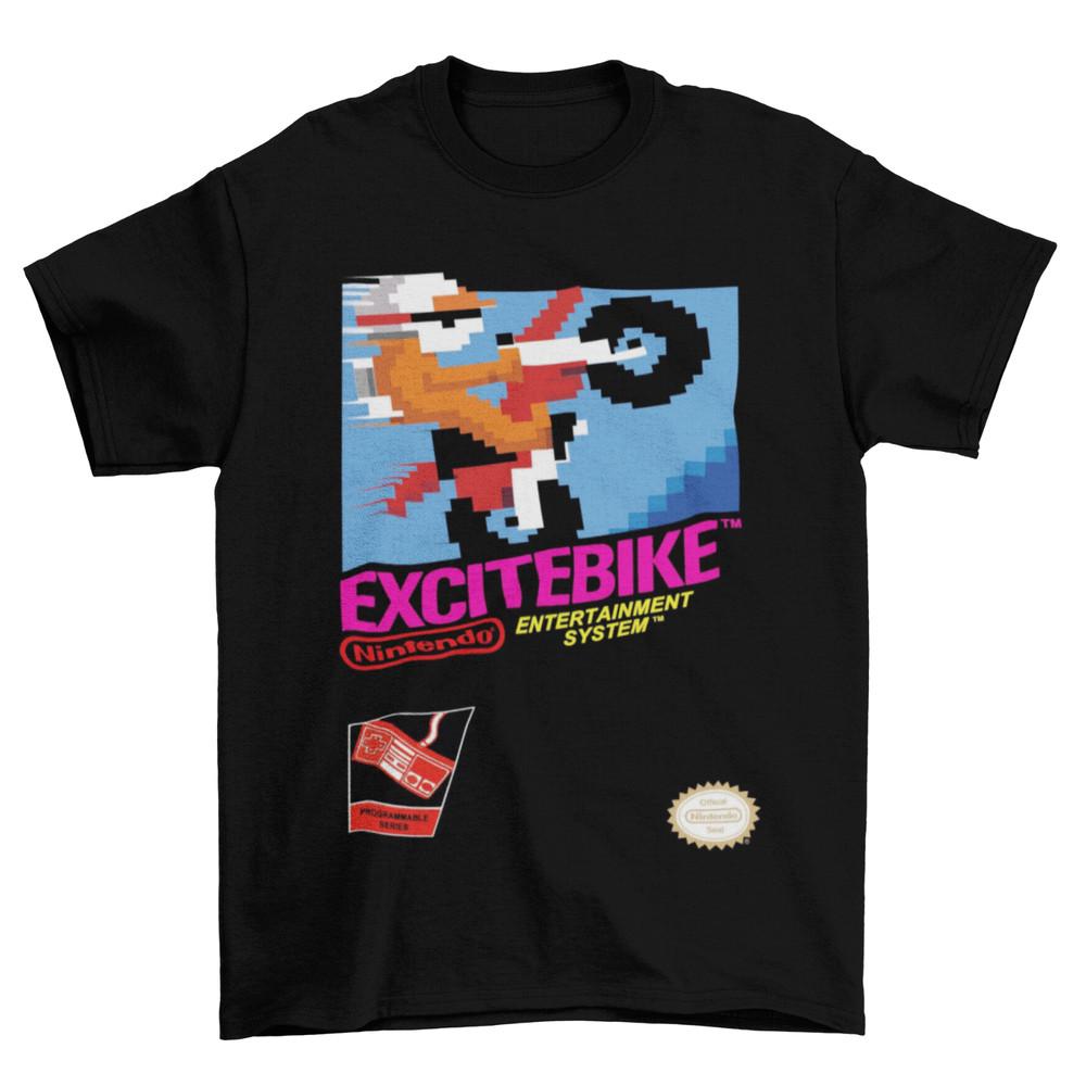

Excitebike NES Cover T-Shirt Unisex Cotton Adult Funny Video Game Motorcycle New 4XL