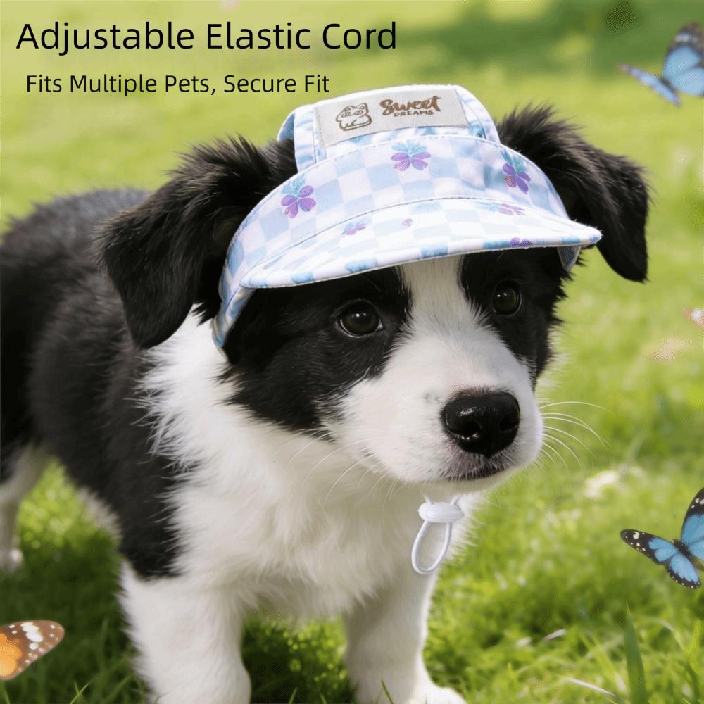 Cute Floral Print Pet Floral Sun Hat with Ear Holes Lightweight Dog Hat Comfortable Breathable Pet Headwear Photo Shooting