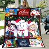 Cozy Christmas Cat Santa Blanket Lightweight Flannel Throw for Sofa Bed Travel Camping Living Room Office Pc