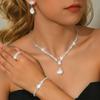 2026 Fashion New Necklace Earrings Bracelet Set Shiny Zircon Bridal Jewelry Set Clavicle Necklace