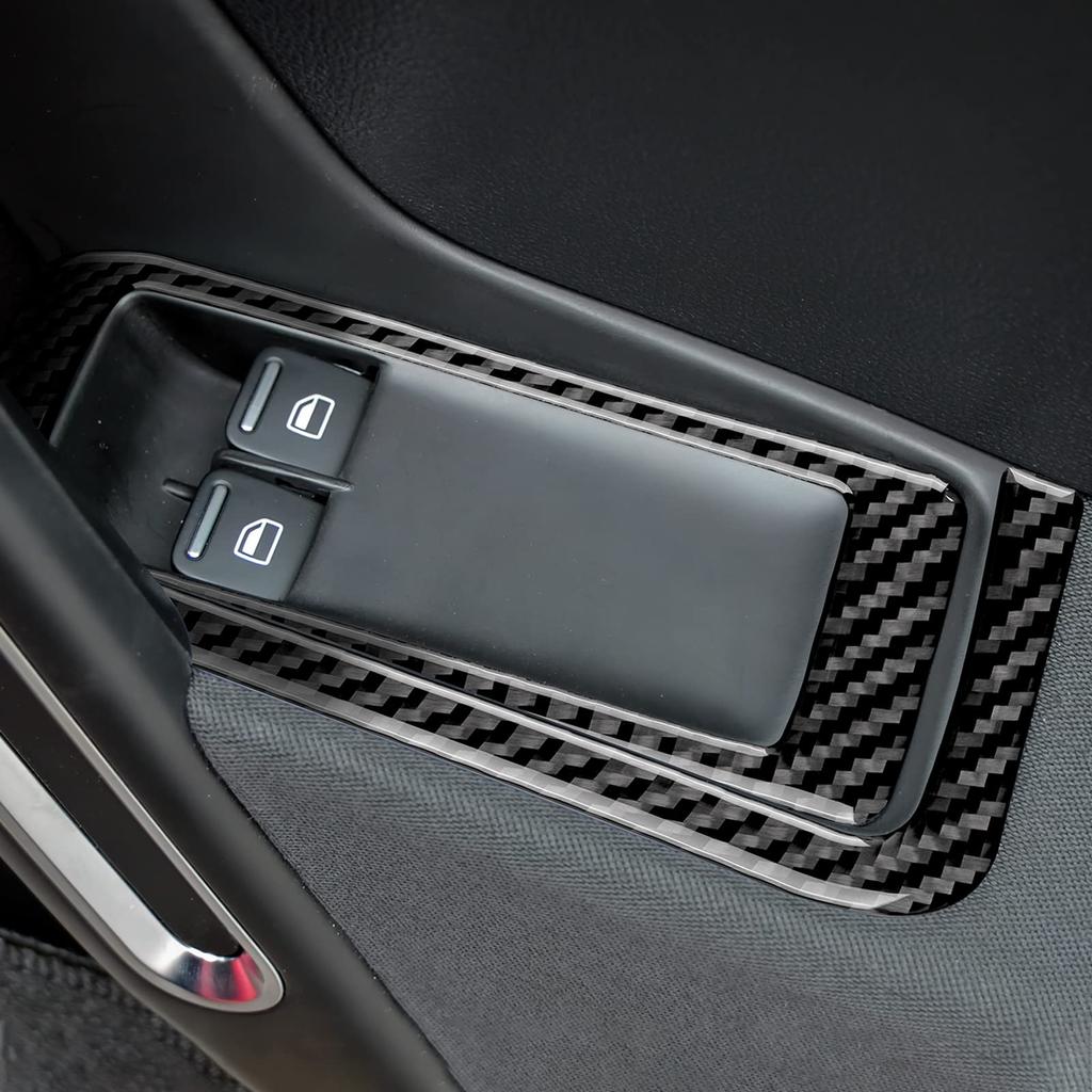 AIRSPEED Real Carbon Fiber Car Door Window Lift Button Decorative Frame for Volkswagen Beetle Interior Decorative Stylish Custom Interior Panel with