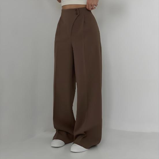 Women Suit Pants High Waist Straight-Leg Wide-Leg OL Commuter Style Casual Trousers