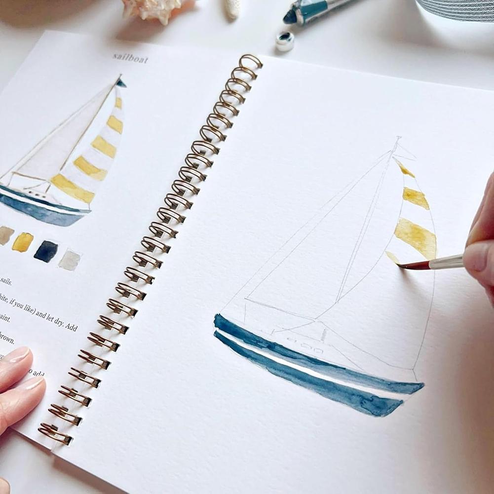 12 Farben Aquarell-Arbeitsbuch Anfängerfreundliches Aquarellfarben-Set mit Pinsel Kunsthandwerk Malzubehör für Erwachsene Jugendliche