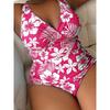 Women's Plus Size Two-Piece Swimsuit, Floral Print, Conservative Style, Cross-Back Tankini Set, Summer Beachwear