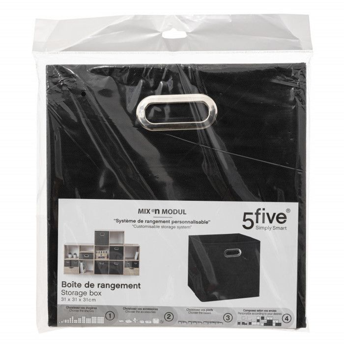 Boite de rangement 31 x 31 x 31 cm Atmosphera - Noir - 2 boites de rangement
