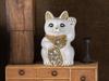 Lucky Cat Jewelry Cat Left Paw Raised Ceramic Lucky Cat Maneki Neko Feng Shui Ornament Offering Box (L-SIZE White) / - (Lucky Cat) - - (jw_L White)