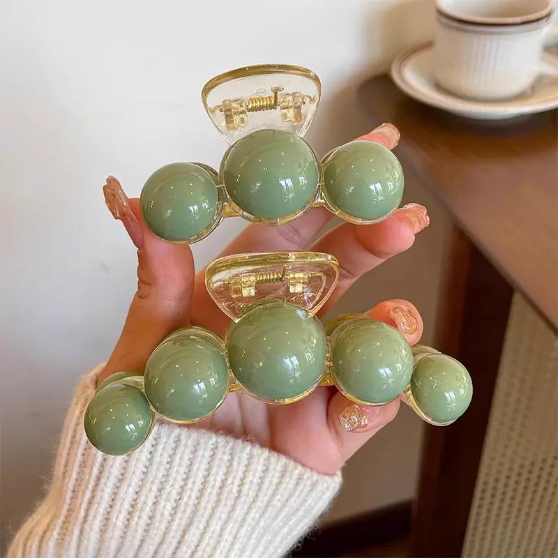 French Pearl Acrylic Shark Hair Clip - Large & Small Claw for Influencer Style