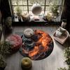 Fire and Smoke Skull  Round Area Rug,Carpet Rug for Living Room Bedroom Sofa Playroom Decor,Non-slip Floor Mat
