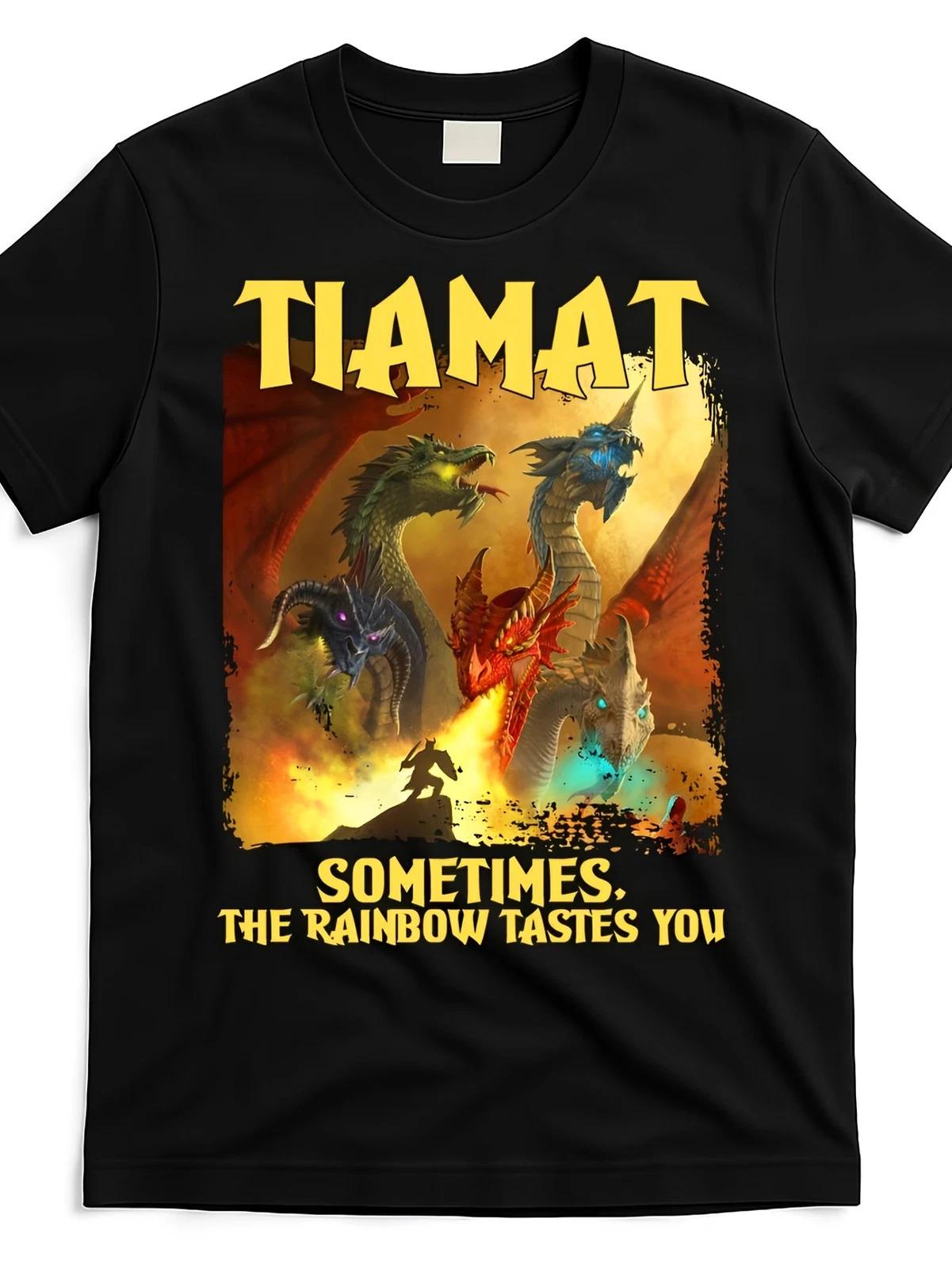 Tiamat DnD Dragon Graphic T-Shirt - Sometimes the Rainbow Taste You Bold Yello L